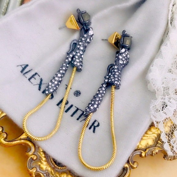 ALEXIS BITTAR • Snake Dangling Chain Hoop Earrings - Picture 4 of 4